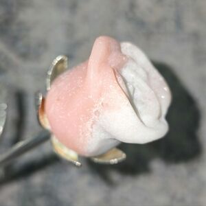 Pink Opal Rose with Silver Metal Stem